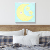 Kawaii Moon und Stars Wrapped Canvas Leinwanddruck (Insitu (Schlafzimmer))