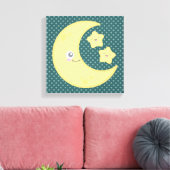 Kawaii Moon und Stars Wrapped Canvas Leinwanddruck (Insitu (Wohnzimmer))