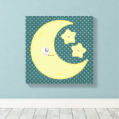 Kawaii Moon und Stars Wrapped Canvas Leinwanddruck (Insitu (Holzboden))