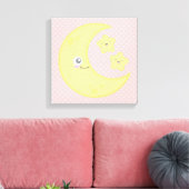 Kawaii Moon und Stars Wrapped Canvas Leinwanddruck (Insitu (Wohnzimmer))