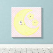 Kawaii Moon und Stars Wrapped Canvas Leinwanddruck (Insitu (Holzboden))