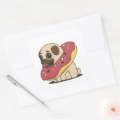 Kawaii Mops Donut Dog Niedlichen Haustier Welpe An Quadratischer Aufkleber (Umschlag)
