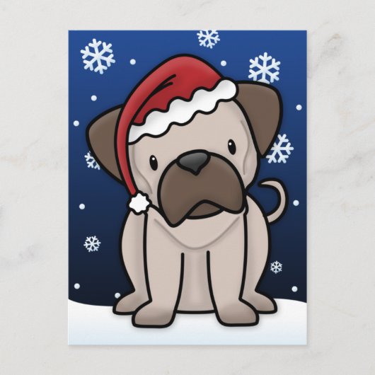 Kawaii Mops Weihnachtspostkarte Feiertagspostkarte (Vorderseite)
