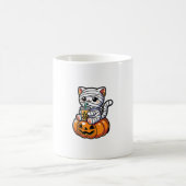 Kawaii Mummy Cat Drinking Boba Tea Halloween Pumpk Kaffeetasse (Mittel)