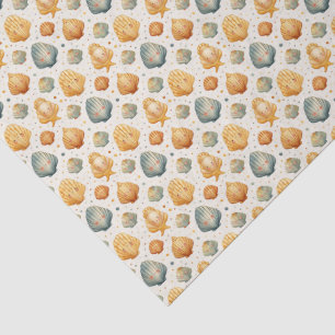 Kawaii Muscheln Gelb und Blau Seidenpapier