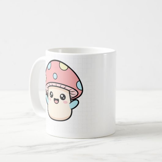 Kawaii Mushroom Buddy Kaffeetasse (Vorderseite Links)