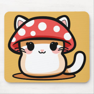 Kawaii Mushroom Cat Mousepad