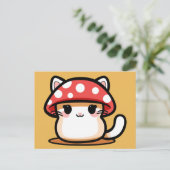 Kawaii Mushroom Cat Postkarte (Stehend Vorderseite)