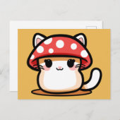 Kawaii Mushroom Cat Postkarte (Vorne/Hinten)