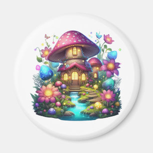 Kawaii Mushroom Cottage in Magical Forest - Fantas Magnet