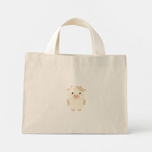 Kawaii Mushroom & Cow Tote Bag Mini Stoffbeutel (Rückseite)