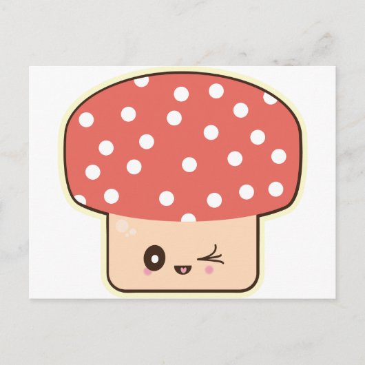 Kawaii Mushroom, niedlicher toadstocker, weißer Pu Postkarte (Vorderseite)