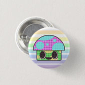 KAWAII MUSHROOM SHROOM GINGHAM PATCHWORT KARIERT BUTTON (Vorne & Hinten)