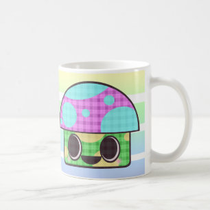 KAWAII MUSHROOM SHROOM GINGHAM PATCHWORT KARIERT KAFFEETASSE