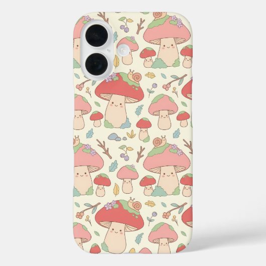 Kawaii Mushroom Snail Pattern Phone Case (Rückseite)