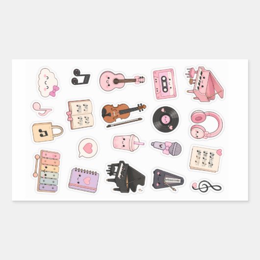 kawaii music stickers pack (Vorderseite)