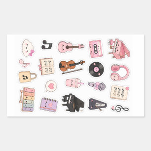 kawaii Musik-Sticker-Pack Rechteckiger Aufkleber