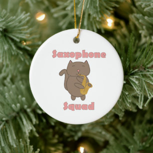 Kawaii-Musikband-Kitty spielt Saxophon-Squad Keramik Ornament