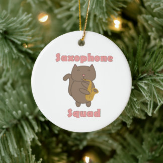 Kawaii-Musikband-Kitty spielt Saxophon-Squad Keramik Ornament