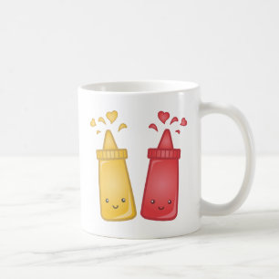 Kawaii Mustard und Ketchup Liebe Kaffeetasse