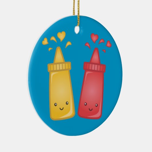 Kawaii Mustard und Ketchup Liebe Keramikornament (Rechts)