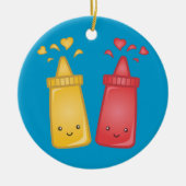 Kawaii Mustard und Ketchup Liebe Keramikornament (Vorne)