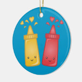 Kawaii Mustard und Ketchup Liebe Keramikornament (Links)