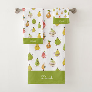 Kawaii-Muster aus lustigen Birnen Badhandtuch Set