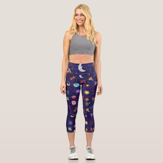 Kawaii-Muster Capri Leggings (Vorderseite)