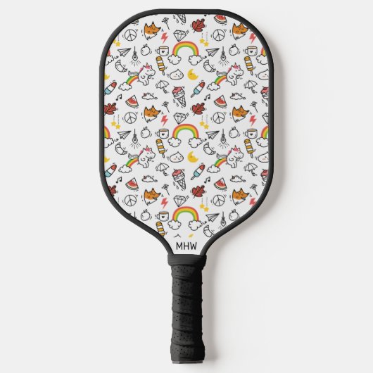 Kawaii Muster Custom Monogram Pickleball Paddle (Vorderseite)