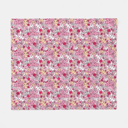 Kawaii Muster Fleecedecke (Vorderseite (Horizontal))