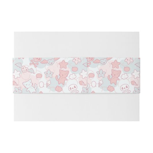kawaii Muster mit Gekritzel Einladungsbanderole (Rückseitenbeispiel)