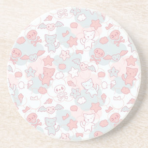 kawaii Muster mit Gekritzel Getränkeuntersetzer