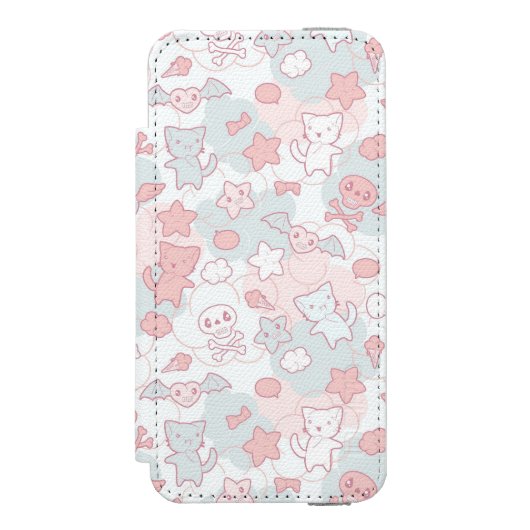 kawaii Muster mit Gekritzel Incipio iPhone Geldbeutel-Hülle (Folio Vorderseite)