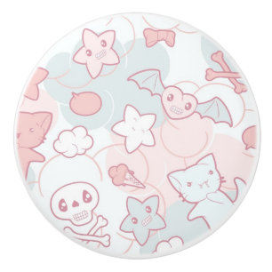 kawaii Muster mit Gekritzel Keramikknauf