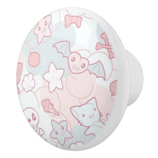 kawaii Muster mit Gekritzel Keramikknauf (Rechts)