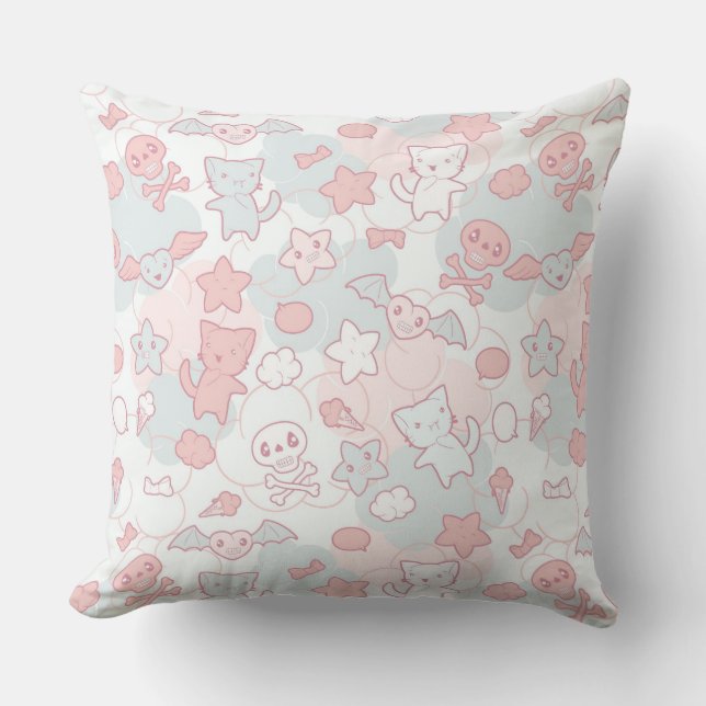 kawaii Muster mit Gekritzel Kissen (Vorderseite)