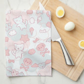 kawaii Muster mit Gekritzel Küchentuch (Viertel Falte)