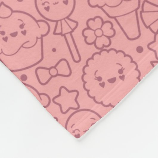 Kawaii Muster mit niedlichen Kuchen Fleecedecke (Ecke)