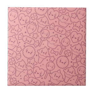 Kawaii Muster mit niedlichen Kuchen Fliese