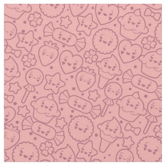 Kawaii Muster mit niedlichen Kuchen Stoff (Nahaufnahme)