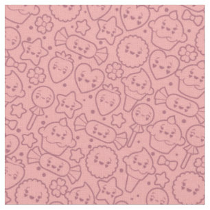 Kawaii-Muster mit süßen Torten Stoff