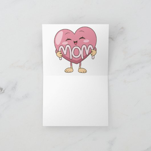 Kawaii-Mutter-Herzumarmungs-Design Dankeskarte (Innenseite)