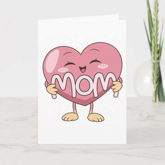 Kawaii-Mutter-Herzumarmungs-Design Karte (Vorderseite)