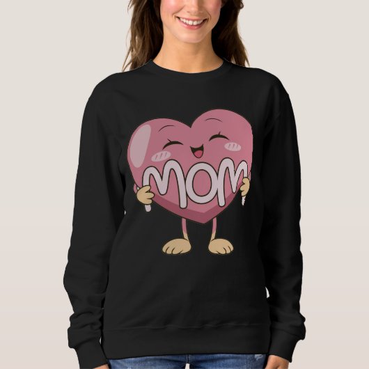 Kawaii-Mutter-Herzumarmungs-Design Sweatshirt (Vorderseite)