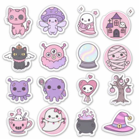 Kawaii Mystical Haunts Sticker Pack (Vorderseite)