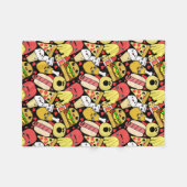 Kawaii Nahrungsmittelcharakter-Muster Fleecedecke (Vorderseite (Horizontal))