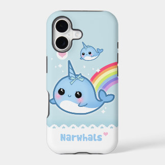 Kawaii Narwale mit Regenbogen