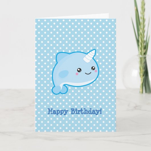 Kawaii Narwhal alles Gute zum Geburtstag Karte (Vorderseite)