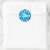 Kawaii Narwhal Blue Waves Sticker (Tasche)